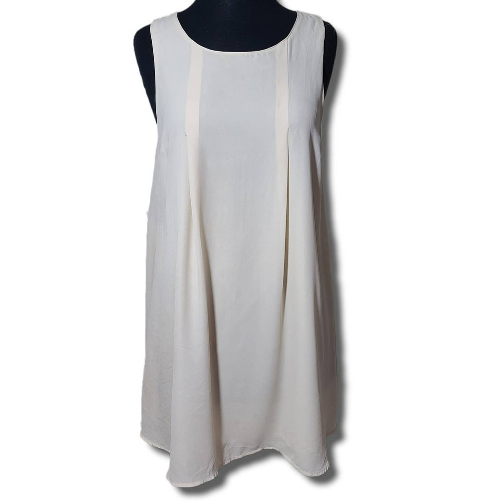 kori america tunic basic dress sleeveless color beige sz S